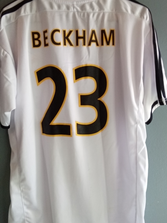 David Beckham Real Madrid 2003-04 Home Jersey Siemens Mobile White 23 Mens L-XL